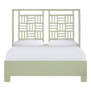 Finn Platform Bed Queen - Celery Green For Sale