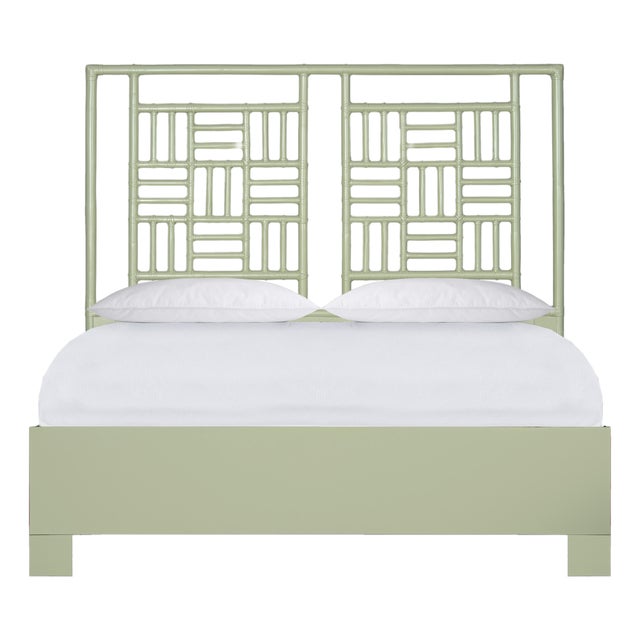 Finn Platform Bed Queen - Celery Green For Sale