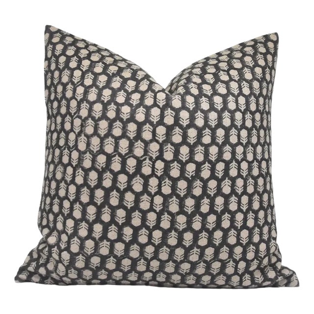 Fbdivine Bohemian Decorative Block Print Pillow Cover 24x24 Inch -Tulsi Buti For Sale