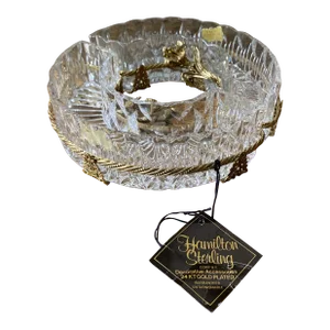 Crystal Dresser Dish by Hamilton Sterling 24kt Gold Plated West Germany