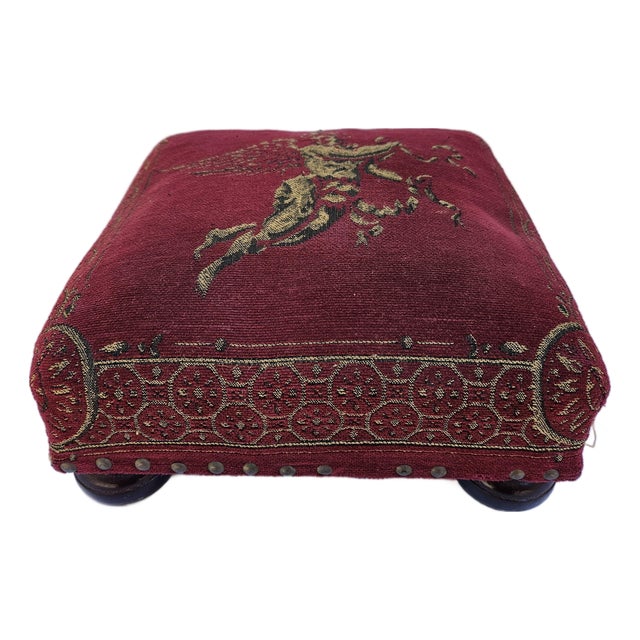 Red Reproduction French Victorian Style Footstool For Sale