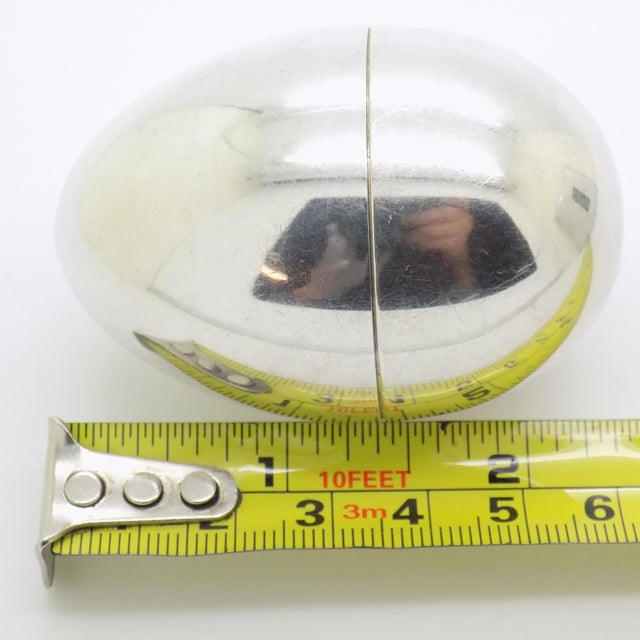 Vintage Italian Silver Egg Shaped Box, 1980s For Sale - Image 11 of 12