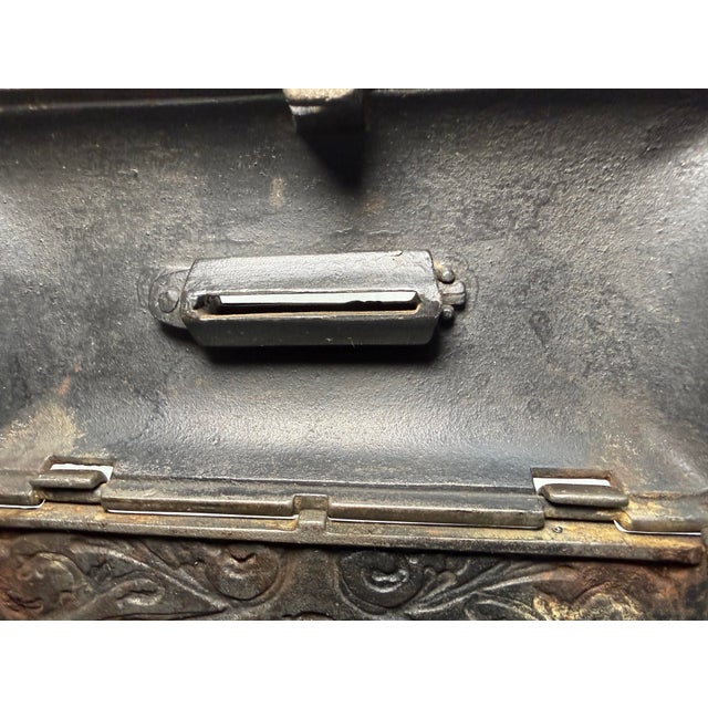 Rare Antique Ornate 1890 Cast Iron Jewel Chest (Coffin Bank) by Hart Co. Usa For Sale - Image 14 of 15