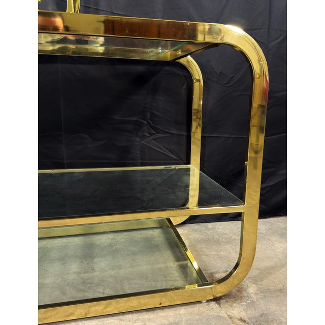 Milo Baughman for Dia Design Institute of America Gold Brass and Glass Adjustable Etagere, 1970s For Sale - Image 10 of 11