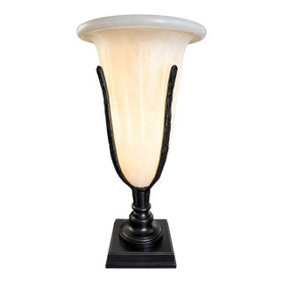 Vintage French Empire Style Alabaster With Bronze accentsTable Lamp For Sale
