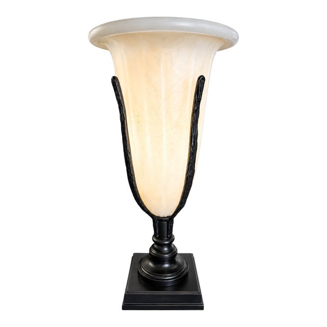 Vintage French Empire Style Alabaster With Bronze accentsTable Lamp For Sale