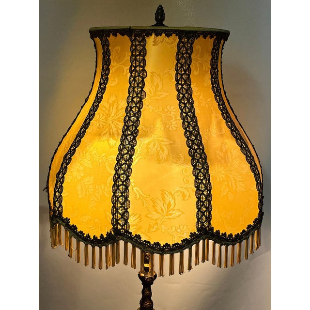Brass Floor Lamp with Fabric Shade from Unbekannt, 1920s For Sale - Image 10 of 11