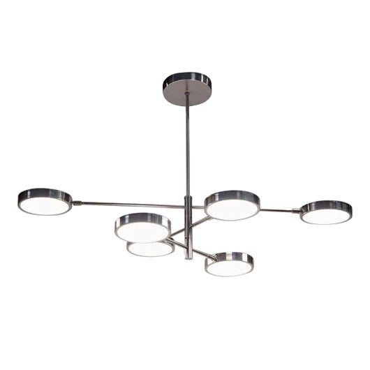 Sistema Chandelier in Brushed Nickel and Glass by Silvio Piattelli For Sale