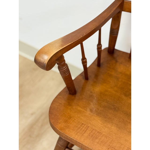 Vintage Maple Spindle Two-Seat Bench Double Crest Turned Legs Farmhouse For Sale - Image 14 of 18