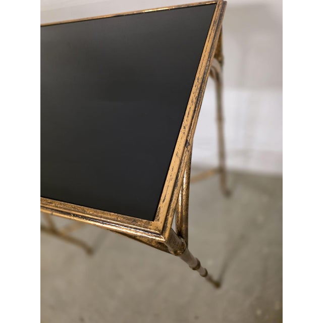 Metal Hollywood Regency Console Table in the style of Maison Jansen, 1980s For Sale - Image 7 of 9