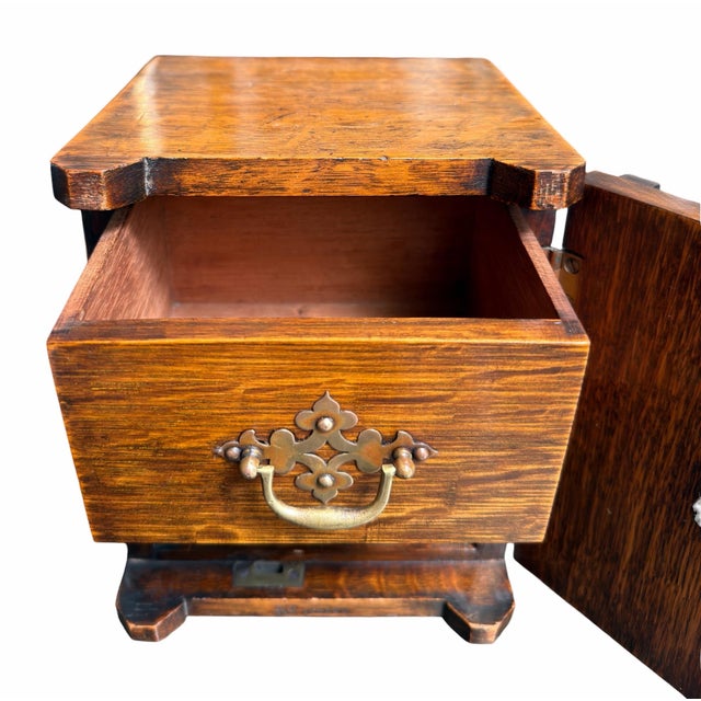 Antique Oak Humidor Lock Box For Sale In Los Angeles - Image 6 of 8
