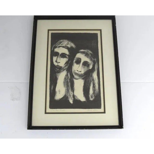 1930s 1930s "Two Faces" Etching by Irene Stein, Framed For Sale - Image 5 of 10