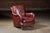 English Late 20th Century Pair of Plush Leather Armchairs With Ottoman in Burgundy For Sale - Image 3 of 18
