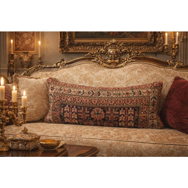 Antique HandMade Tribal Rug Pillow Cover -16'' X 38'' For Sale - Image 10 of 11