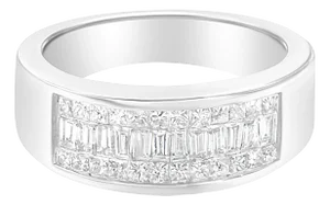 14K White Gold Princess and Baguette-cut Diamond Ring (1.0 Cttw, H-I Color, VS2-SI1 Clarity) - Size 6