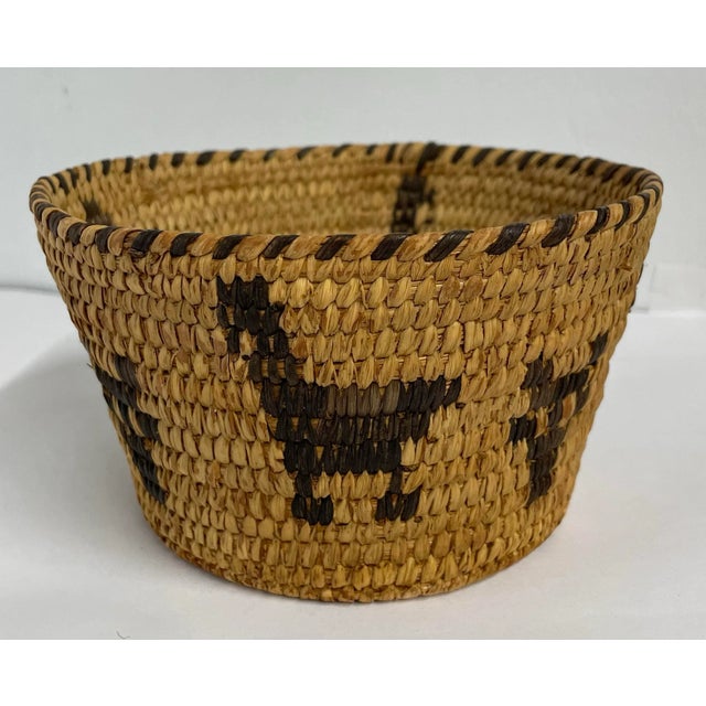 Vintage American Indian Tohono O'Odham Papago Hand Woven Pictorial Basket For Sale - Image 4 of 7