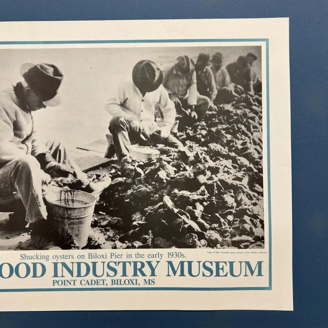1970s 1930s Seafood Industry Museum Poster of Shucking Oysters For Sale - Image 5 of 8