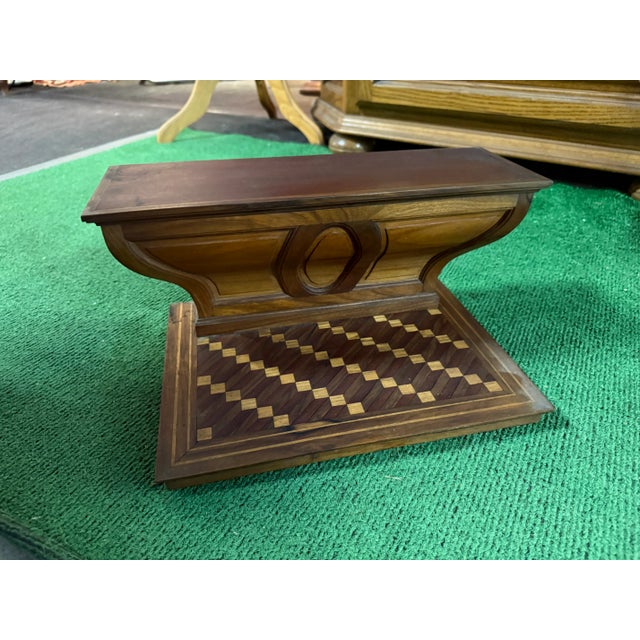 1940s Model of Curved Walnut Altar with Inlaid Base For Sale - Image 5 of 5