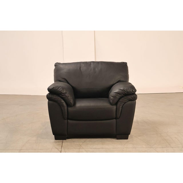 Italsofa Contemporary Black Leather Club Chair For Sale - Image 13 of 18