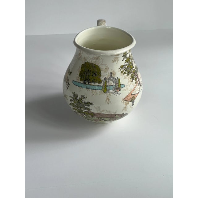 McKenzie Childs Aurora Toil Pattern Enamel Pitcher For Sale - Image 4 of 7