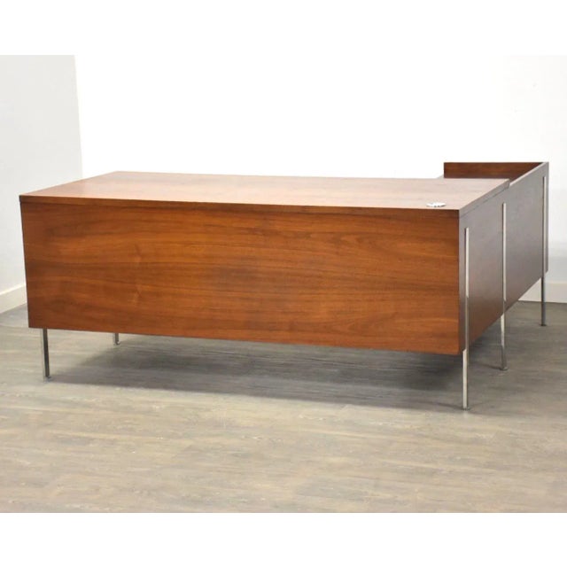Harvey Probber Walnut & Chrome L Shaped Desk For Sale - Image 10 of 13