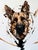 German Shepard by Thibault Jandot | Oil Painting of a dog's head in abstract style For Sale