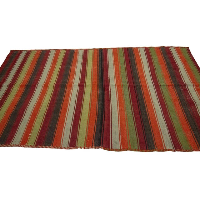 Colorful Striped Vintage Kilim Rug For Sale - Image 4 of 7
