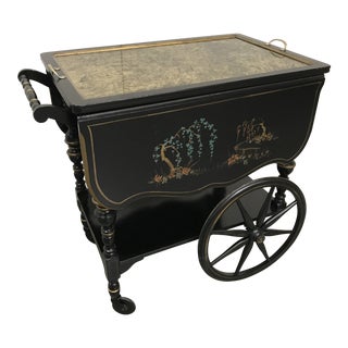 1950s Vintage Chinoiserie Tea Cart For Sale