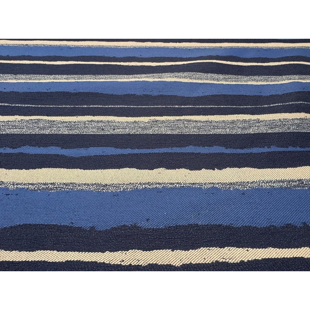 Modern Bella Dura Mesa Indigo Navy Blue Indoor Outdoor Performance Stripe Upholstery Fabric For Sale - Image 3 of 3