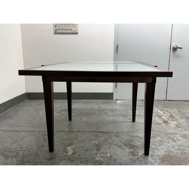 Brown Extendable Glass-Inset Dining Table + Four Chairs, Set of Five For Sale - Image 8 of 12