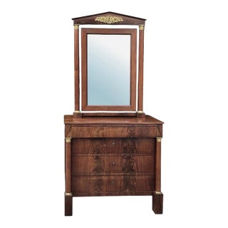 19th Century French Empire Period Mahogany Chest of Drawers With Mirror For Sale
