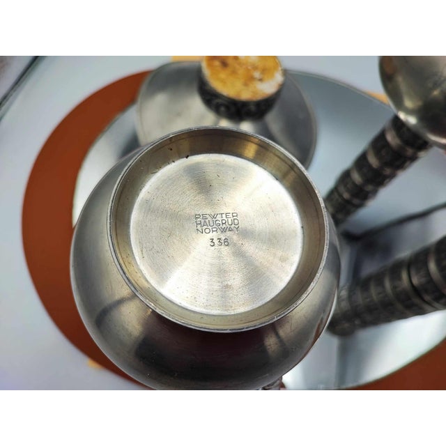 Jug, Vases and Plate in Pewter from Haugrud, Norway, 1970s, Set of 5 For Sale - Image 4 of 10