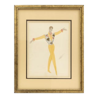 Erte (Romain De Tirtoff 1892-1990)Untitled Gouache, Signed Art Deco Illustration For Sale