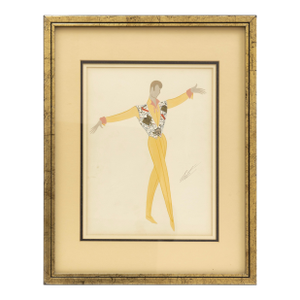Erte (Romain De Tirtoff 1892-1990)Untitled Gouache, Signed Art Deco Illustration