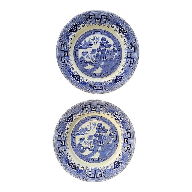 Vintage Shenango China Blue Willow Plates - a Pair For Sale