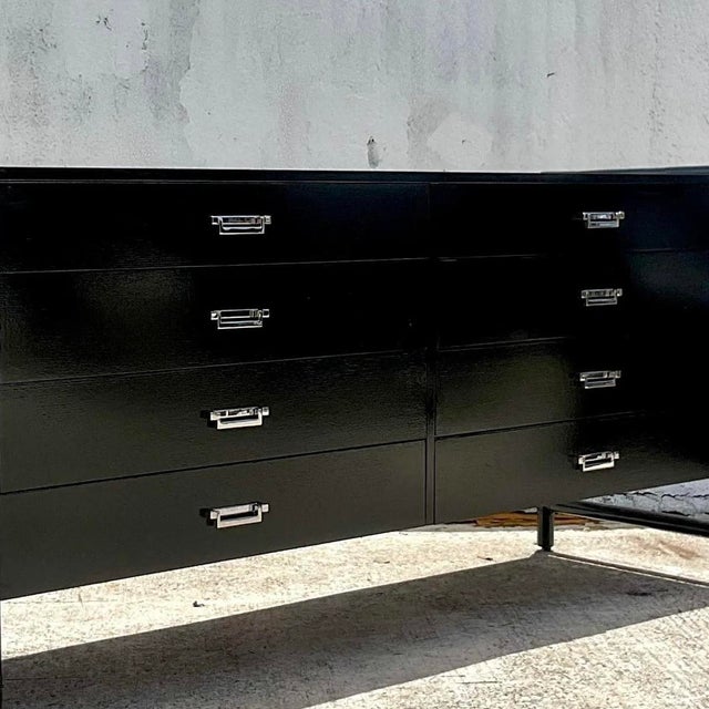 Vintage Coastal Signed McGuire Lacquered Rattan Dresser For Sale - Image 11 of 12