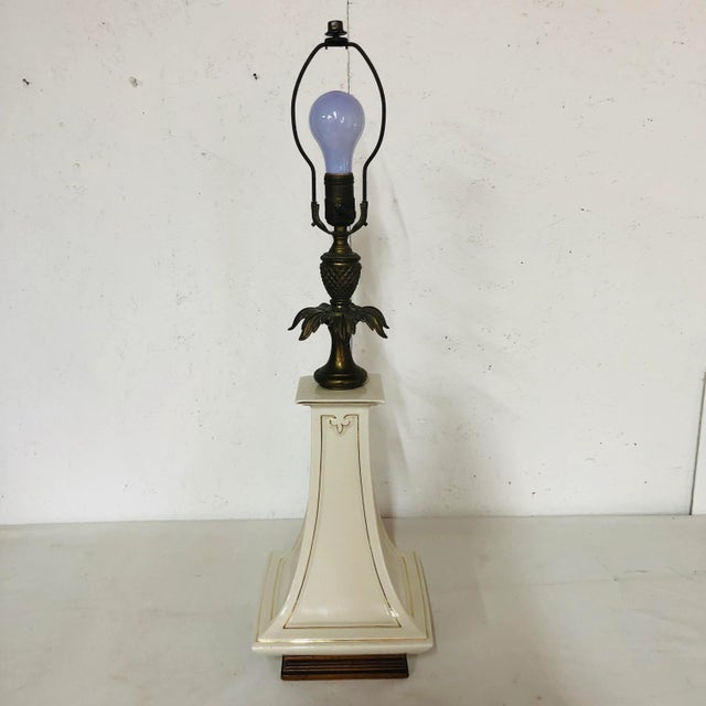 Eggshell Mid Century Porcelain Obelisk Table Lamp For Sale - Image 8 of 8