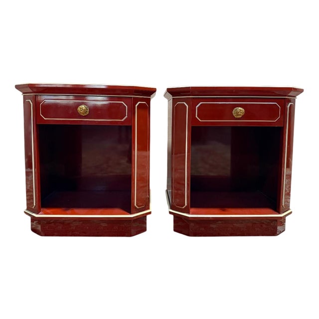Lacquered Bedside Tables by Maurice Hirsch, 1970s, Set of 2 For Sale