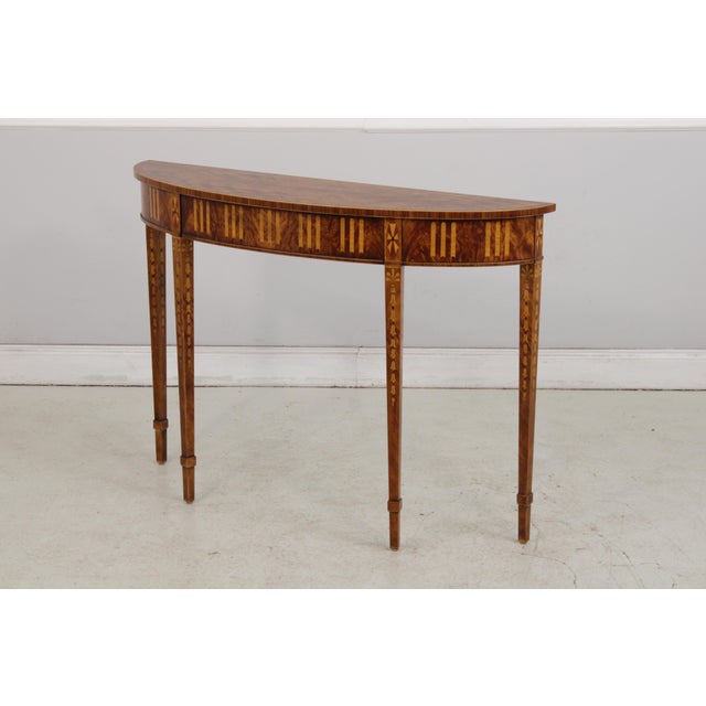 Neoclassical Theodore Alexander Inlaid Demilune Table For Sale - Image 3 of 18