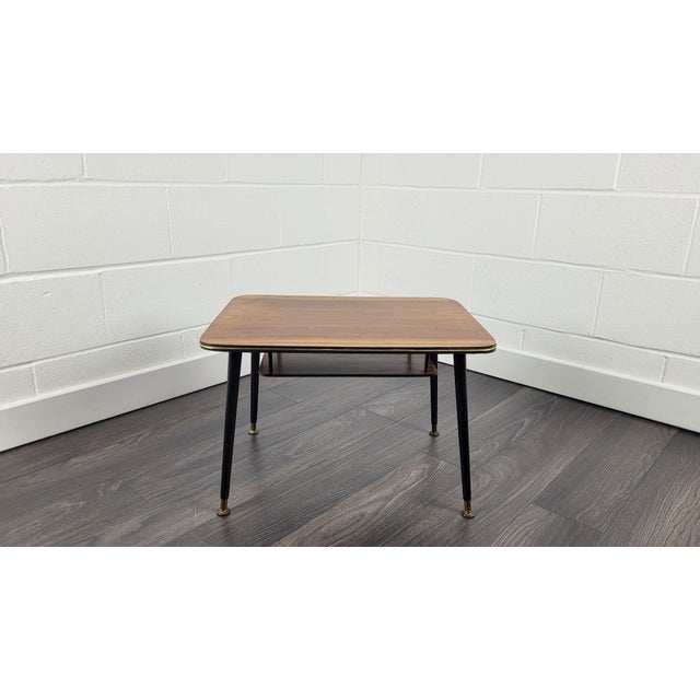 - Small Coffee or Side Table with Dansette Legs - Made from teak veneer - 1960s item - Refinished in our own workshop