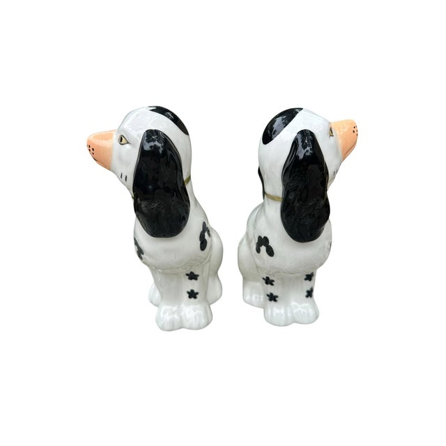 1950s 2 Classic Staffordshire Style Dog Statues. Pair English Style Spaniels Dogs For Sale - Image 11 of 12