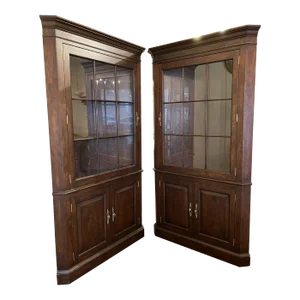 Pair of Mahogany Corner Cupboards Custom Made for a Client by the Robert Bergelin Company