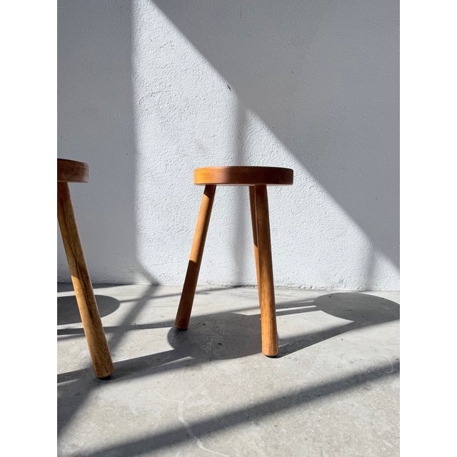 Tripod Stools in Gilded Oak, 1950s, Set of 4 For Sale - Image 11 of 18