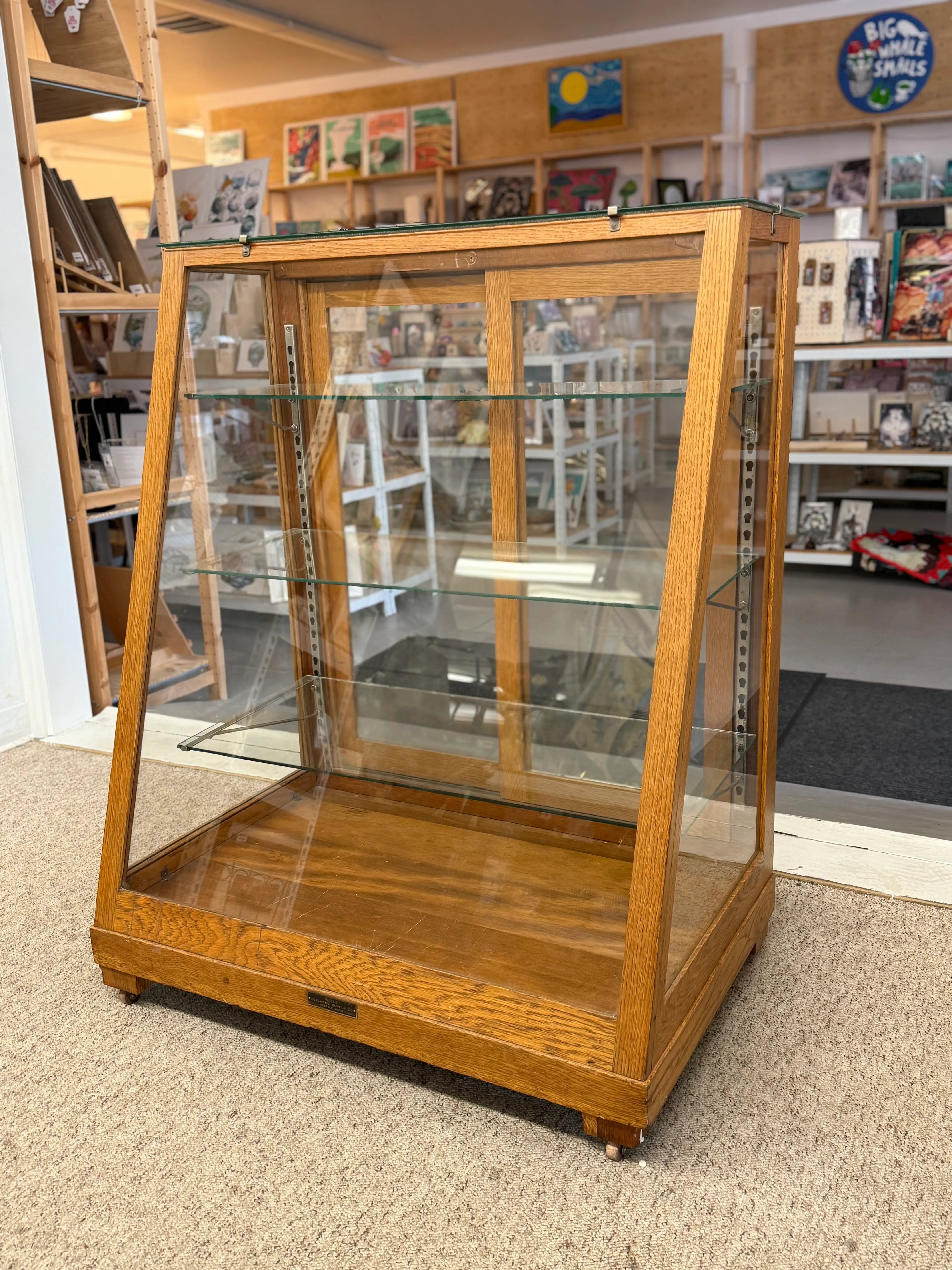 Antique Retail Oak Display Cabinet From Wells Butchers' Supply Co