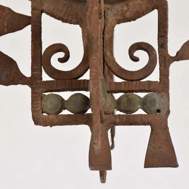 Brown 1930s French Fleur-De-Lis Pendant Lamp Forged Iron and Steel Mexico For Sale - Image 8 of 11