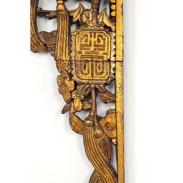 1920s Republic Period Chinese Carved and Gilt Wood Drapes, Circa 1920 For Sale - Image 5 of 10