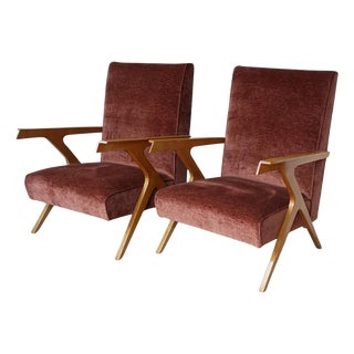 Set of Mid-Century Armchairs attributed to Antonio Gorgone, 1950s For Sale