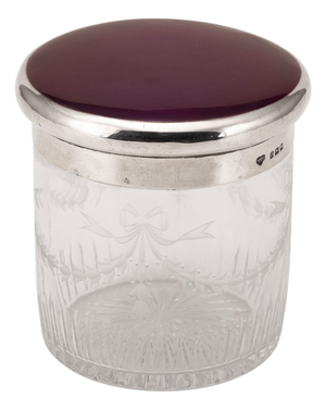 Antique English Silver and Etched Crystal Jar from G&S Co., London, 1919
