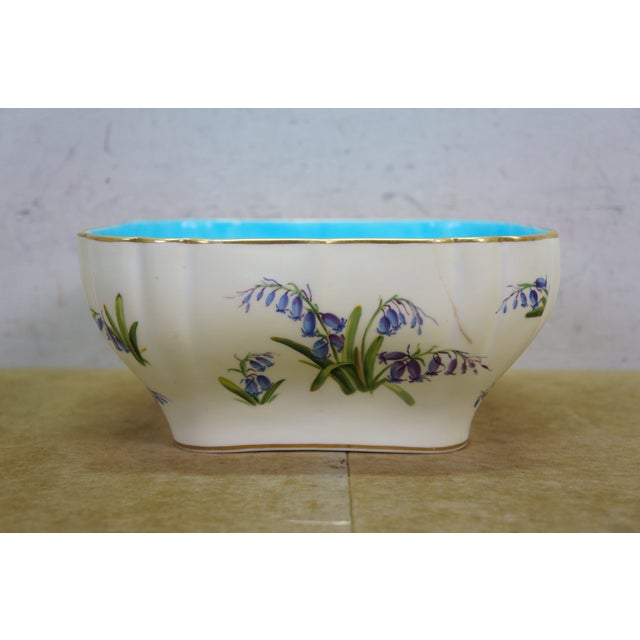 Ceramic Antique Minton England Turquoise Floral Bluebell Serving Bowl For Sale - Image 7 of 15