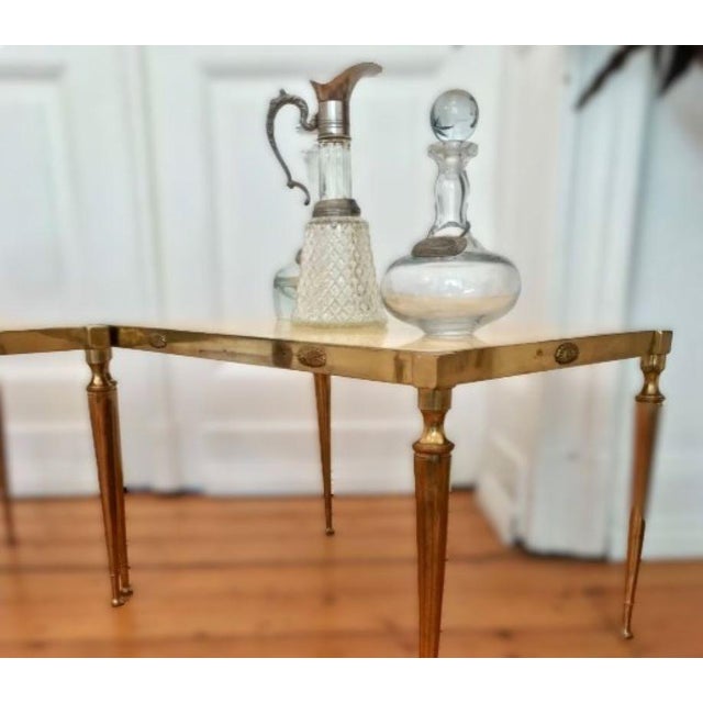 Italian Art Nouveau Style Side Table in Carrara Marble and Brass, 1970s For Sale - Image 4 of 8